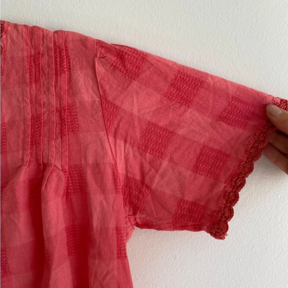 FAHERTY 100% Organic Cotton Margate Short Sleeve Checkered Blouse Size XXS - Picture 8 of 14